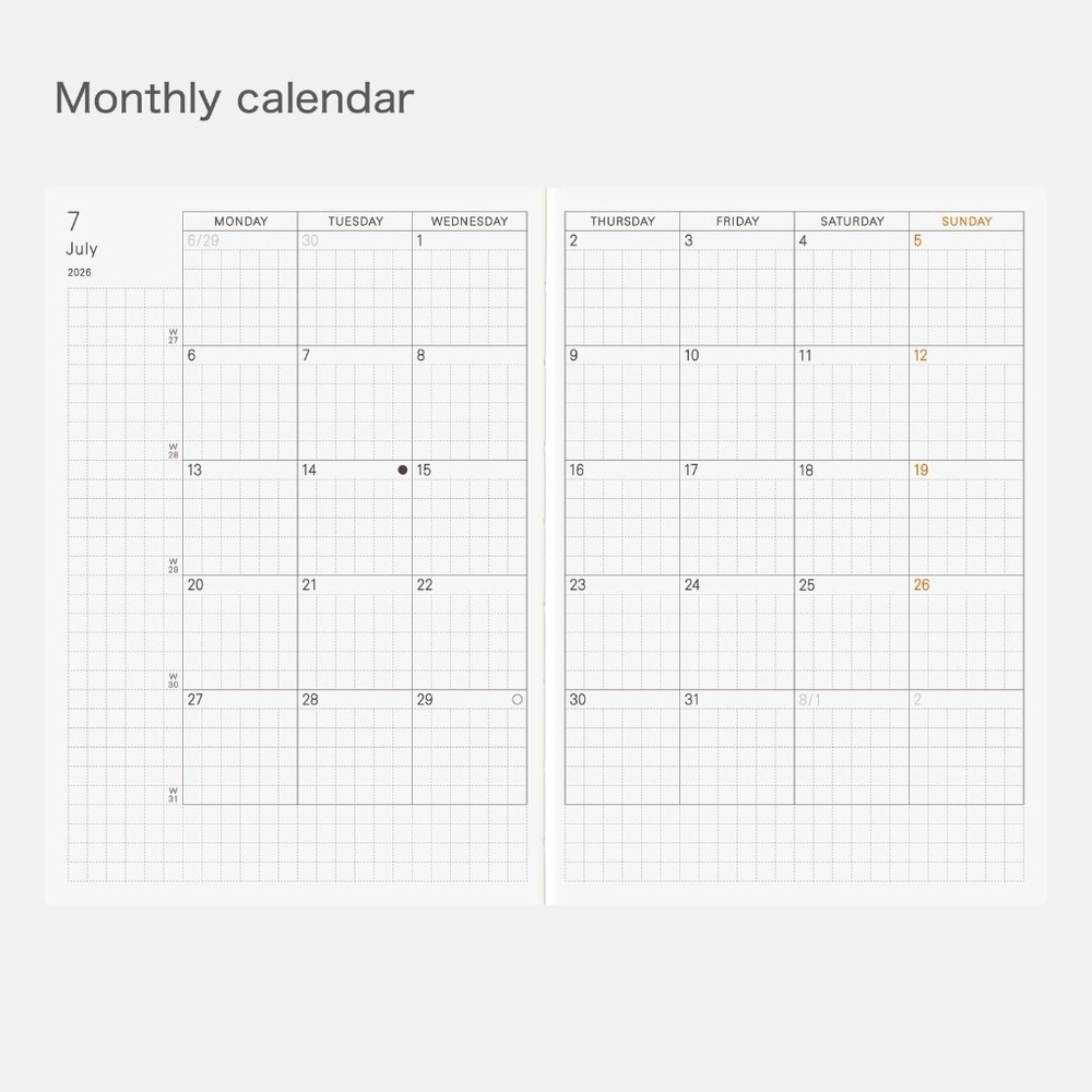Hobonichi Techo 2026 English Planner Book (January Start) A6 Size / Daily / Jan - Picture 5 of 10